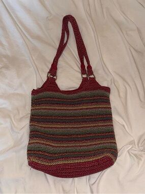 The Sak Red Multicolor Crochet Tote